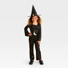 Kids' Witch Halloween Costume Jumpsuit with Hat - Hyde & EEK! Boutique™ Kids Witch Hat, Toddler Witch Costume Diy, Childs Witch Costume Diy, Kids Witch Halloween Costume, Girl Witch Costume Kids Diy, Witch Costume Child, Mermaid Halloween Costumes, Skeleton Halloween Costume