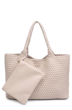 A woven construction gives this spacious and unlined tote bag it's relaxed and slouchy silhouette to compliment your on-the-go lifestyle. Synthetic Two top handles Polyurethane
 Imported Tan Bag, Natural Tan, Zip Pouch, Free Bag, Womens Tote Bags, Online Purchase, Zipper Pouch, Tote Handbags, Nordstrom Rack