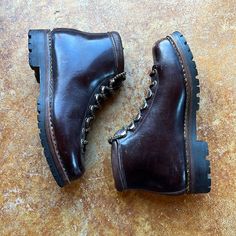 Vintage By Fabiano Made In Italy Danner-Style Boots! Barely Worn, Vibram Soles Look Brand New. Leather, Ox Blood/Brown Color. See Pic For Size. Great Vintage Alpine Boot, Hard To Find With Such Little Wear. Closed Toe Hiking Boots With Vibram Sole, Hiking Boots With Vibram Sole, Leather Closed Toe Hiking Boots, Vibram Sole Hiking Boots Closed Toe, Vibram Sole Hiking Boots With Closed Toe, Leather Sole Hiking Boots With Round Toe, Outdoor Boots With Almond Toe And Leather Sole, Walking Boots With Vibram Sole, Leather Closed Toe Adventure Boots