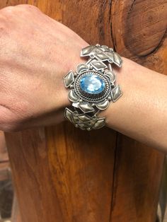 .925 Sterling Silver. Swiss Blue Topaz Chaco Canyon, Swiss Blue Topaz, Native American Jewelry, Blue Topaz, Topaz, 925 Sterling Silver, Cuff, Sterling Silver, Silver