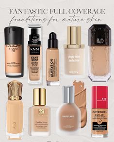 Looking for a full coverage foundation for your over 40 mature skin? Each of these foundations have fantastic full coverage and don’t irritate my sensitive skin! Foundation - full coverage - makeup  #LTKOver40#LTKBeauty Best Makeup Foundation, Full Coverage Makeup, Full Coverage Foundation, Studio Fix, Double Wear, Skin Foundation, Matte Foundation, Liquid Foundation, Natural Skin