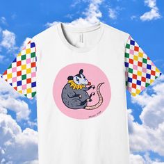 Clown possum weirdcore clowncore tee for gen z ✿ ✿ ✿ This tee is 100% super soft polyester, tagless, and true to size. Available in sizes S to 3XL. ✿ ✿ ✿ These items are made one at a time as they're ordered to reduce overproduction, so it may take a little longer to get to you, but it is better for the environment! �✿ ✿ ✿ Thanks for checking out the shop! Love, Conno Masc Clowncore Outfits, Clowncore Clothes, Clown Core Outfit, Weirdcore Fashion, Clowncore Fashion, Weirdcore Outfits, Clowncore Outfit, Clowncore Aesthetic, Silly Clothes