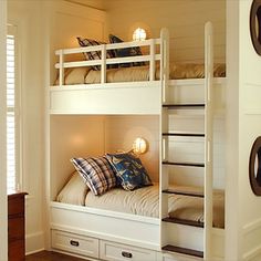 Nautical Bunk Lighting Coastal Bunk Room Ideas, Bunk Bed Lights Ideas, Bunk Lighting, Built In Bunk Beds In Wall, Bunk Bed Lighting Ideas, Bunk Lights, Built In Bunk Beds Small Room, Bunk Bed Lighting, Bunk Bed Lights