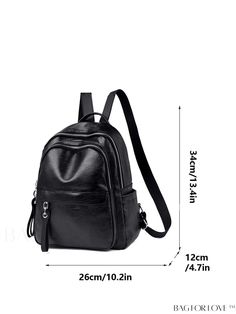 BagForLove - Modern & Versatile Womens Backpack for Professionals and Commuters Product Description Color Black Strap Type Adjustable Bag Size Medium Pattern Type Plain Material PU Leather Style Unisex Size Chart INCH CM Handle Height Strap Length Bag Height Bag Width Bag Length 2 inch 39.4 inch 13.4 inch 4.7 inch 10.2 inch Handle Height Strap Length Bag Height Bag Width Bag Length 5 cm 100 cm 34 cm 12 cm 26 cm Details Pictures Similar Products h2 { text-align: center; } /* æ¢è¡ */ li{ white-s Black Leather Backpack With Zipper For Students, Black Leather Shoulder Backpack For Back To School, Black Leather Backpack For School With Zipper Closure, Portable Black Backpack For Daily Use, Versatile Black School Backpack, Casual Anti-theft Leather School Backpack, Casual Leather Anti-theft School Backpack, Casual Black Anti-theft Bag, Casual Black Leather Backpack With Large Capacity