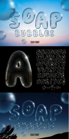 soap bubbles font and lowercases - 3docn