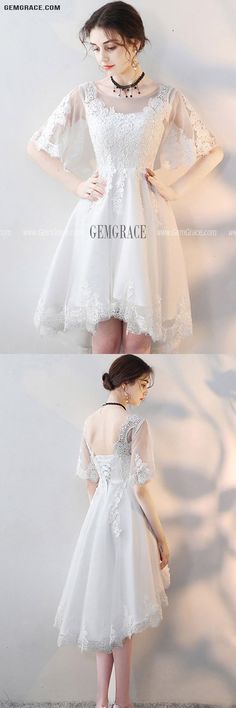 White Prom Dress With Back Zipper, White Long Sleeve Dress For Prom Season, White Long Sleeve Dress For Prom, White Knee-length Dress For Banquet, White Mini Dress With Back Zipper For Wedding, White Party Dress With Back Zipper, White A-line Dress For Party Season, White Long Sleeve Evening Dress For Party Season, White Dress For Banquet And Party Season