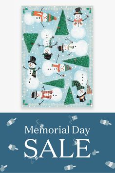 the memorial day sale is on and it has snowmen in hats, scarfs and mittens