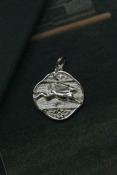 Sterling Silver Look and Leap Hare Pendant Jewelry Metalsmithing, Stamp Jewelry, Soldered Pendants, Pewter Jewelry, Rabbit Pendant, Metal Stamped Jewelry, Sterling Silver Charms, Funky Jewelry, Clay Charms