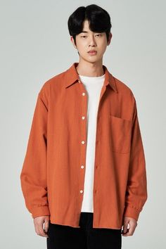 KOODING carries the latest 8seconds casual shirts. KOODING is the global leading shopping website in providing authentic Korean fashion, beauty and lifestyle items, including clothing, cosmetics, shoes, accessories, and bags in affordable, fast, easy, and safe way. Oversized Orange Long Sleeve Shirt, Oversized Orange Shirt With Long Sleeves, Brown Casual Shirt With Relaxed Fit, Orange Long Sleeve Shirt With Pockets, Casual Solid Shirt For Fall, Casual Orange Top With Pockets, Casual Relaxed Fit Shirt For Fall, Casual Orange Shirt For Streetwear, Orange Cotton Shirt With Pockets