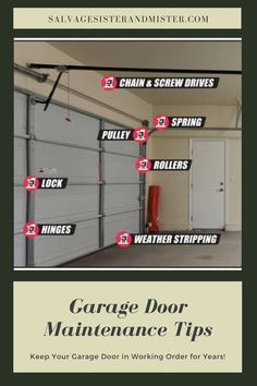 Check out the before and after pictures on our first garage door project!  Tips for keeping your garage door in working order for years come! Garage Door Maintenance, Garage Door Panels, Garage Door Insulation, Home Maintenance Checklist, Garage Door Makeover, Handyman Projects, Diy Garage Door, Garage Remodel