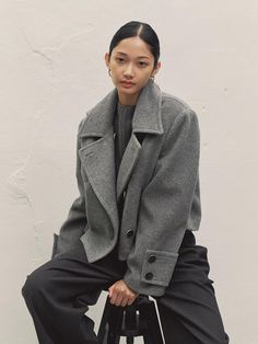 Composition : MAIN FABRIC wool 90% nylon 10%Color : GRAYCountry of Origin : KOREA Crop Coat, Cropped Coat, Wool Blend, Composition, Jackets & Coats, Vogue, Wool, The Originals, Clothes For Women