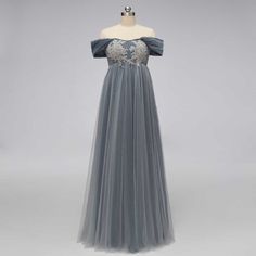 Gray Regency Bridgerton Empire Waist Lace Formal Dress | SALEM Elegant Evening Dress With Lace Bodice And Organza, Sheer Bodice Tulle Dress For Banquet, Banquet Evening Dress With Fitted Bodice, Banquet Evening Dress With Fitted Bodice And Tulle, Tulle Evening Dress With Fitted Bodice For Banquet, Evening Lace Dress With Sheer Tulle Bodice, Floor-length Lace Ball Gown With Lace Bodice, Elegant Lace Ball Gown For Prom Season, Lace Bodice Floor-length Ball Gown