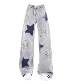 Cute Pants, Jeans Y2k, Star Jeans, Baggy Pants, Embroidered Jeans, Really Cute Outfits, Blue Star, Dream Clothes, Aesthetic Outfits