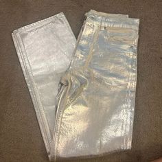 Zara Metallic Silver Pants *Nwot* Metallic Silver Pants, Silver Pants, Metallic Pants, Zara Pants, Metallic Silver, Pant Jumpsuit, Wide Leg, Pants For Women, Size 4