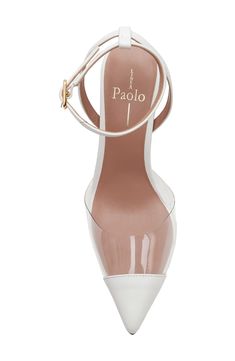 A transparent panel enhances the contemporary appeal of a pointy-toe stiletto pump topped by a slim ankle strap. 4 1/4" heel Foam-cushioned footbed Leather and synthetic upper/synthetic lining/rubber sole Imported Clear Heels With 4-inch Ankle Strap, Modern Heels With Translucent Outsole And Ankle Strap, Clear Pointed Toe Heels With 4-inch Heel, Fitted Clear Heels With Pointed Toe, Chic Clear Heels With Pointed Toe, Chic Clear Pointed Toe Heels, Evening Heels With Ankle And Clear Straps, Chic Clear Heels With Heel Strap, Chic Clear Ankle Strap Heels