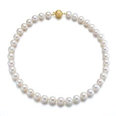 Since 1861, Gump's has been a destination for jewelry that is distinctive, extraordinary and timeless. Our signature collection is made in-house — from developing the design to overseeing the production. To create this necklace, each pearl is carefully selected for quality, color and shape. Freshwater cultured pearls, 8.5mm. Diamonds, 0.04ctw. 18-karat yellow gold. Hand-knotted on fine silk thread. 17"L. Luxury High Luster White Pearl Necklace, Timeless Single Strand Akoya Pearl Necklace, Timeless Single-strand Akoya Pearl Necklace, Luxury Pearl Necklaces With Round Beads, Luxury High Luster Pearl White Necklace, Luxury High Luster Pearl White Pearl Necklace, Luxury Pearl Chain Necklace For Anniversary, Luxury Pearl White Pearl Necklace, Timeless Round Pearl Necklace