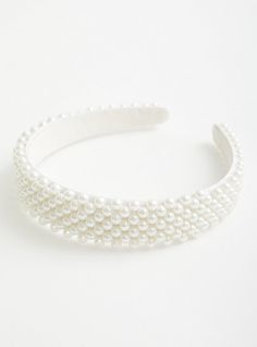 FIT. 4” inner diameter. MATERIALS + CARE. 100% polyester. . Imported. DETAILS. White pearl wrapped. . The best plus size women's white pearl headband headbands in white. Torrid is your destination for cozy fall and winter clothes to keep you warm and comfortable. White Pearl Headband, Comfortable Headbands, Headband Jewelry, Pearl Dress, White Headband, Fitted Wedding Dress, Wide Headband, Pearl Headband, Winter Clothes