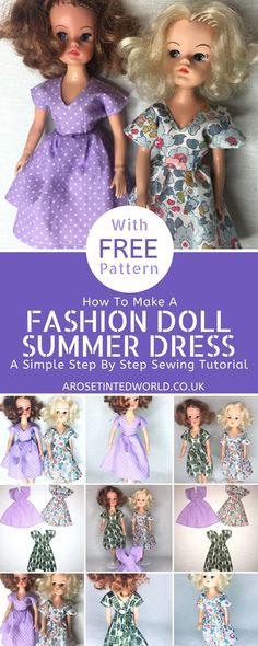 the instructions for how to make a doll's summer dress with free sewing pattern