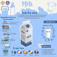 milk carton with information about it and its contents in different languages, including the words milk