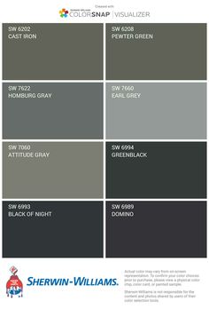 the color scheme for sheryln - williams's new paint colors, including gray and