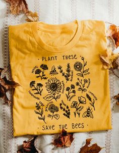 Comfy Shirts, Yellow Aesthetic, Save The Bees, Hand Screen Printed, Mellow Yellow, Tee Design, Vintage Stil, Fashion Tees, Chic Style