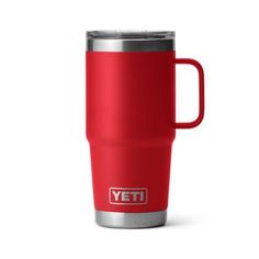 the yeti travel mug is shown in red