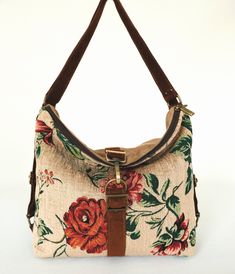 "Comfortable and slouch tapestry bag, easily convertible backpack by just pulling its side handles. It can be used as a daily bag and for work because it has a good capacity for the 10\" tablet and a 13\" laptop. As a tapestry backpack it is a good travel companion: use it as a backpack on excursions, and as a bag when going out with friends. Soft and resistant, cheerful and practical, it is a perfect bag for women who like to travel. Double exterior zipper for total security. Two interior pocke Tapestry Backpack, Backpack Fabric, 70s Vintage Fashion, Tapestry Bag, Daily Bag, Backpack Women, Convertible Backpack, Convertible Bags, Vintage Tapestry