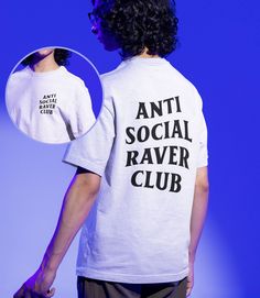 -Gildan 5000 Brand Shirts -Unisex Adult Sizing -Props used in photos are NOT included with purchase Check out this design on other products! Hoodies: https://www.etsy.com/listing/1597855332/anti-social-raver-club-hoodie-rave?click_key=caad6979769db22781b6ddb76a2f6aa3782299e0%3A1597855332&click_sum=78be3d59&ref=shop_home_active_1&frs=1&sts=1 Fiber Composition -Solid colors are 100% cotton; Heather colors are 50% cotton, 50% polyester (Sport Grey is 90% cotton, 10% polyester); Antique colors are 6 Hip Hop Short Sleeve T-shirt For Music Festivals, White Hip Hop T-shirt For Concert, Band Merch Cotton Tops With Logo Print, Crew Neck Top With Screen Print For Concerts, Hip Hop Style Cotton Tops With Text Print, Cotton Graphic Design Tops For Fan Merchandise, Hip Hop Cotton Crew Neck Shirt, Relaxed Fit Screen Print Tops For Music Festivals, Graphic Crew Neck Tops For Concerts