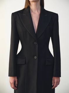 Poldo Hourglass Long Coat, Black – SourceUnknown