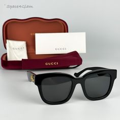 New Gucci Gg0998s 001 Black Grey Square Unisex Sunglasses Same/Next Day Free Shipping! No Offers Accepted. Final Price! Don't Miss Out, Shop Now! 100% Authentic & Brand New! Brand: Gucci Model Number: Gg0998s / Gg 0998s Color Code: 001 Gender: Unisex Frame Shape: Square Frame Color: Black Frame Material: Acetate Frame Type: Full Rim Lens Color: Grey Lens Material: Plastic Size: 52x21x145 100% Uv Protection. Category 3 Made In Italy Full Retail Gucci Set Includes: Glasses Case Matching Satin Pouc Designer Black Square Frame Sunglasses, Luxury Black Wayfarer Sunglasses, Luxury Black Gucci Sunglasses, Brown Aviator Sunglasses, Summer Glasses, Large Sunglasses, Aviator Sunglasses Mens, Metal Sunglasses, Gucci Fashion