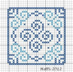 a blue and white cross stitch pattern