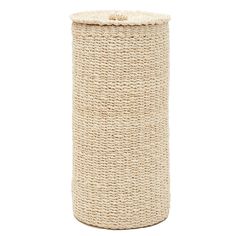 an empty jute basket on a white background