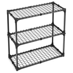 three tiered shelf with wire shelves on each side