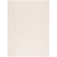 a white rug with an uneven design on the top and bottom corner, in front of a