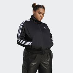 adidas Shop the Adicolor Classics Firebird Track Top (Plus Size) - Black at adidas.com/us! See all the styles and colors of Adicolor Classics Firebird Track Top (Plus Size) - Black at the official adidas online shop. Adidas Adicolor, Blusas T Shirts, Look Adidas, Girl's Back, Adidas Trefoil, Nike Air Max For Women, Top Plus Size, Big Clothes, Adidas Shop