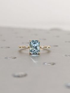 Aquamarine And Gold Engagement Ring, Aqua Blue Engagement Ring, Aqua Engagement Ring, Light Blue Engagement Ring, Engagement Rings Aquamarine, Blue Promise Ring, Senior Ring, Light Blue Ring, Senior Rings