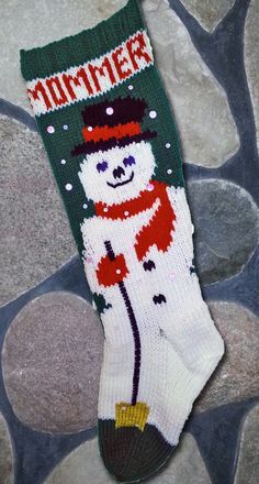 a sock with a snowman on it