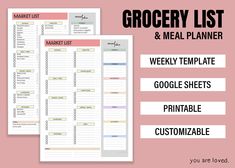 the grocery list and meal planner printable