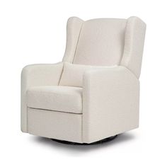 a white chair with a black base on a white background