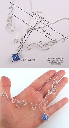 a hand is shown with wire and beads attached to the chain, as well as a diagram for how to make it