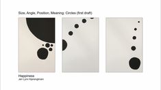 three black and white paintings with circles on them