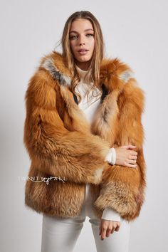 100% Red Fox Fur  Hook & eye fastenings Fur Lined Hood  Full Pelt Fur 65cm Length Dry Clean Only  All our furs come in Twenty Fall garment bags Fur Coat Aesthetic, Big Fur Coat, Luxury Fox Fur Coat With Detachable Hood, Coat Aesthetic, Jacket With Fox Fur Hood, Girl With Red Hair, Red Fox Fur Coat, Raccoon Fur Coat