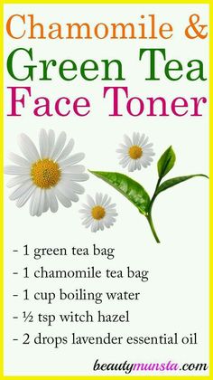 Botanical Recipes, Green Tea Face Toner, Chamomile Recipes, Benefits Of Chamomile, Ancient Remedies, Diy Toner, Green Tea Toner, Water Witch, Green Tea Face