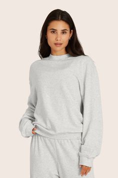 LIGHTWEIGHT SWEATS CLASSIC CREWNECK - HEATHER GREY Boxy Fit Crew Neck Top With Ribbed Collar, Casual Boxy Crew Neck Sweatshirt, Crew Neck Sweater With Ribbed Waistband And Relaxed Fit, Comfy Super Soft Sweater For Loungewear, Heather Grey Crew Neck Sweats For Loungewear, Gray Crew Sweats For Loungewear, Heather Grey Cozy Sweats With Ribbed Cuffs, Heather Grey Relaxed Fit Sweats With Ribbed Cuffs, Heather Grey Sweats With Ribbed Cuffs, Relaxed Fit