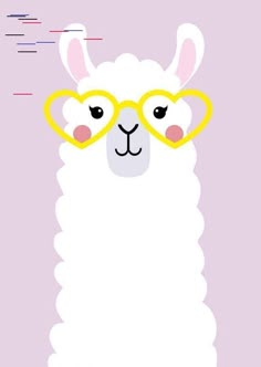 a white llama with heart shaped glasses