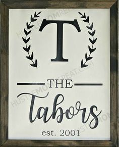 a sign that says the talbots with a wreath around it and an t on top