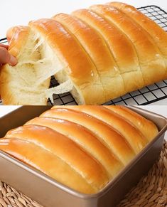 a loaf of bread sitting on top of a metal pan