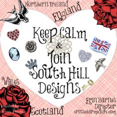 a heart with many different things on it and the words keep calm and jon south hill designs