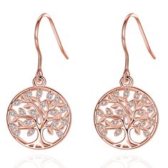 PRICES MAY VARY. ❤【Symbol of Life】 The Tree of Life symbolizes the power of life, growth, and resilience, representing the cycles of nature and interconnectedness. Wearing our tree of life dangle earrings showcases your reverence and love for life. ❤【High-quality Materials】The tree of life earrings for women made from 925 sterling silve and rose gold-plated, studded with 5A cubic zirconia. Each delicate detail of the dangle earring is carefully designed, delivering endless charm to you! ❤【Suitab Symbol Of Life, Tree Of Life Earrings, Tree Earrings, Silver Tree, Tree Of Life Necklace, Earring Tree, Jewelry Tree, Dangly Earrings, Rolo Chain