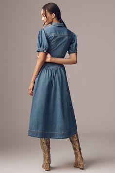 Rent Short-Sleeve Denim Midi Shirt Dress from Nuuly. Pick 6 items for $98/month. Free shipping + returns. Chic Short Sleeve Denim Dress For Daywear, Chic Short Sleeve Denim Dress For Work, Fitted Short Sleeve Denim Dress For Work, Fitted Button-up Denim Dress For Daywear, Fitted Denim Dress With Short Sleeves For Work, Fall Short Sleeve Denim Dress, Fall Relaxed Fit Short Sleeve Denim Dress, Fall Denim Dress With Short Sleeves, Short Sleeve Denim Blue Dress For Daywear